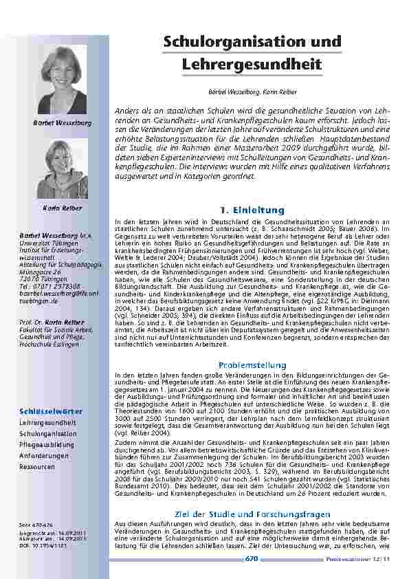 Schulorganisation und Lehrergesundheit