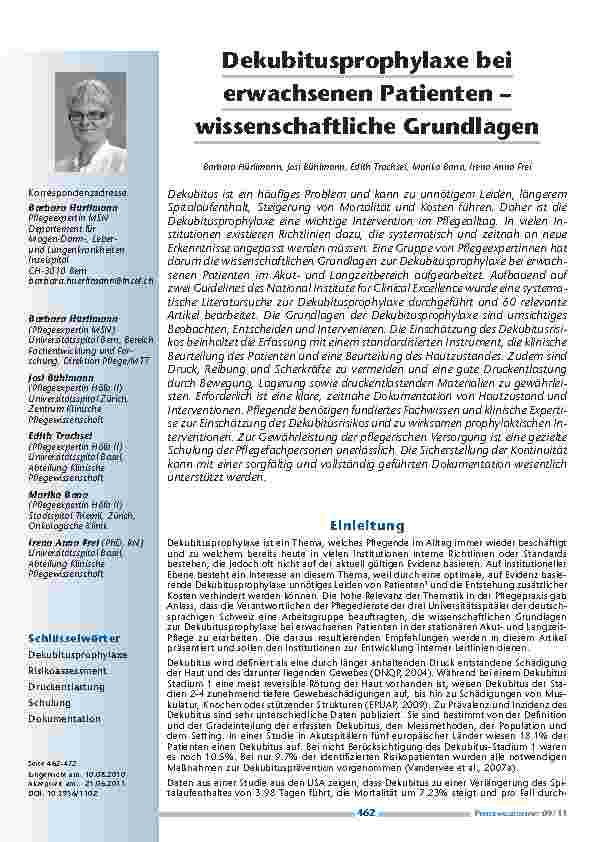[doc_201166] Dekubitusprophylaxe bei erwachsenen Patienten – wissenschaftliche Grundlagen