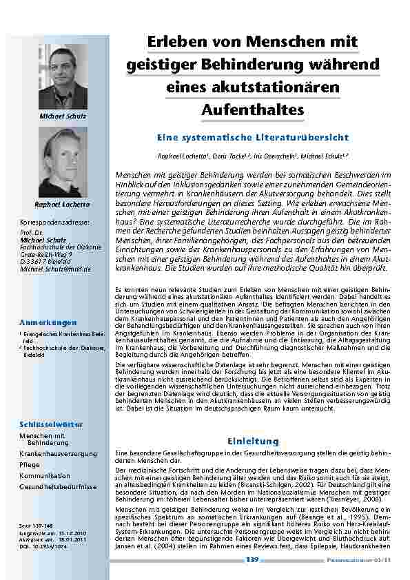 [doc_201135] Erleben von Menschen mit geistiger Behinderung während eines akutstationären Aufenthaltes – Eine systematische Literaturübersicht