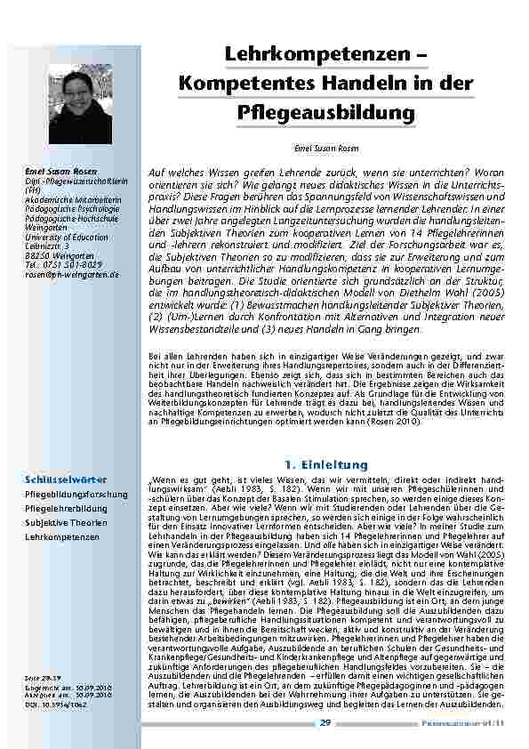 Lehrkompetenzen – Kompetentes Handeln in der Pflegeausbildung
