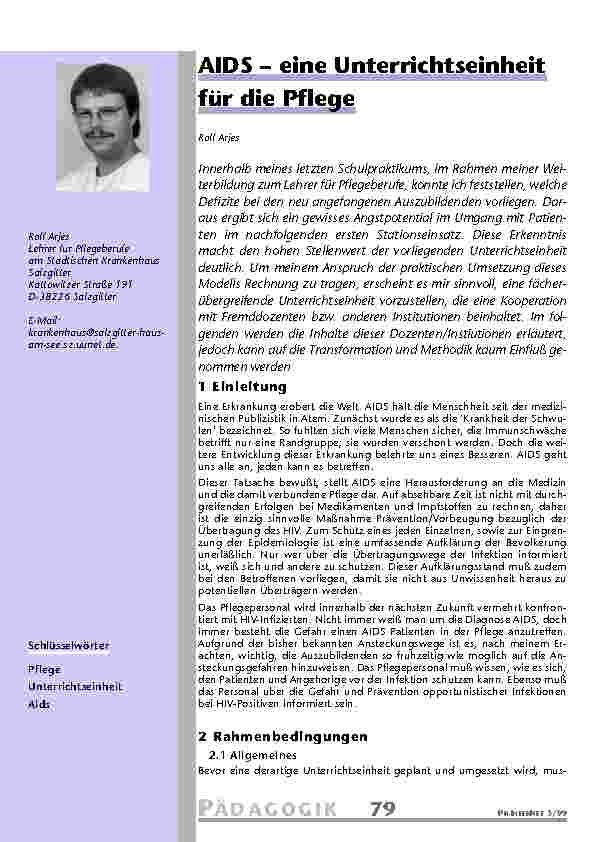 [doc_201091] AIDS – eine Unterrichtseinheit für die Pflege