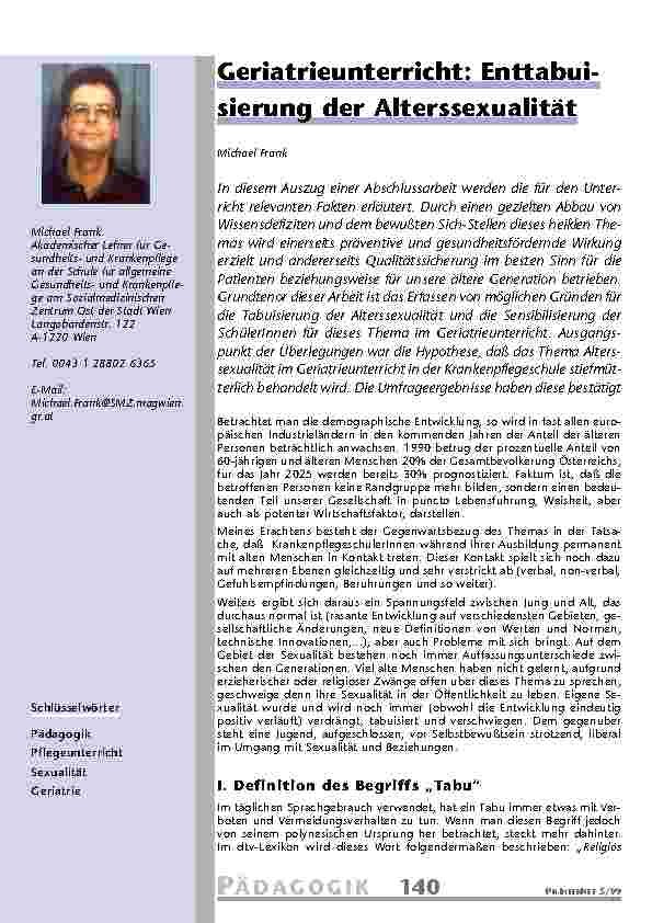 [doc_201072] Geriatrieunterricht: Enttabui-sierung der Alterssexualität