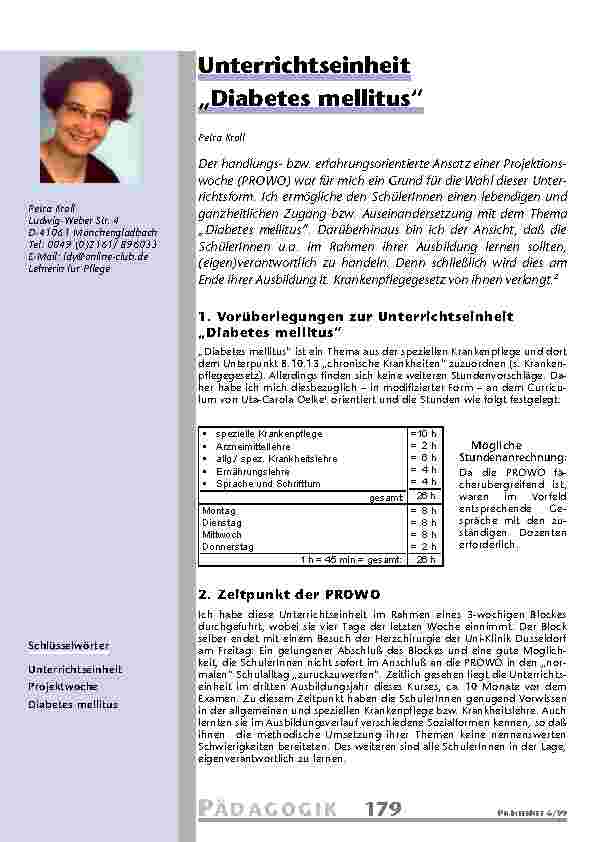 Unterrichtseinheit „Diabetes mellitus“