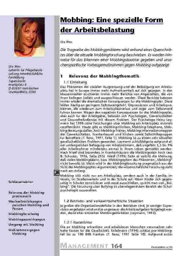 Mobbing: Eine spezielle Form der Arbeitsbelastung
