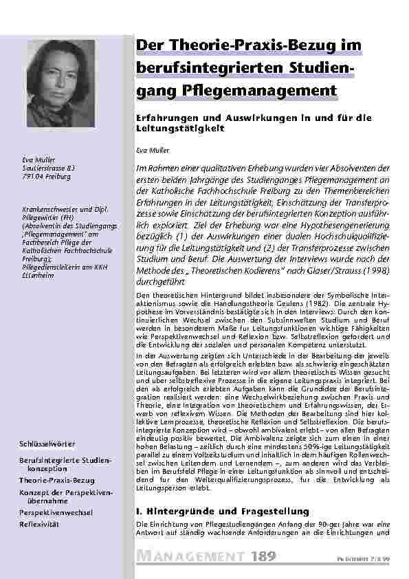[doc_201050] Der Theorie-Praxis-Bezug im berufsintegrierten Studien-gang Pflegemanagement