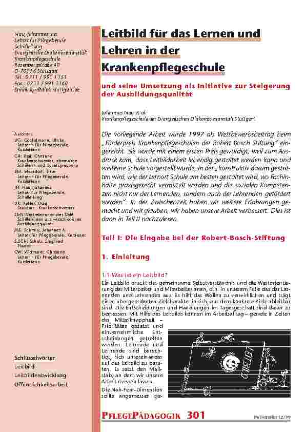 Leitbild für das Lernen und Lehren in der Krankenpflegeschule
