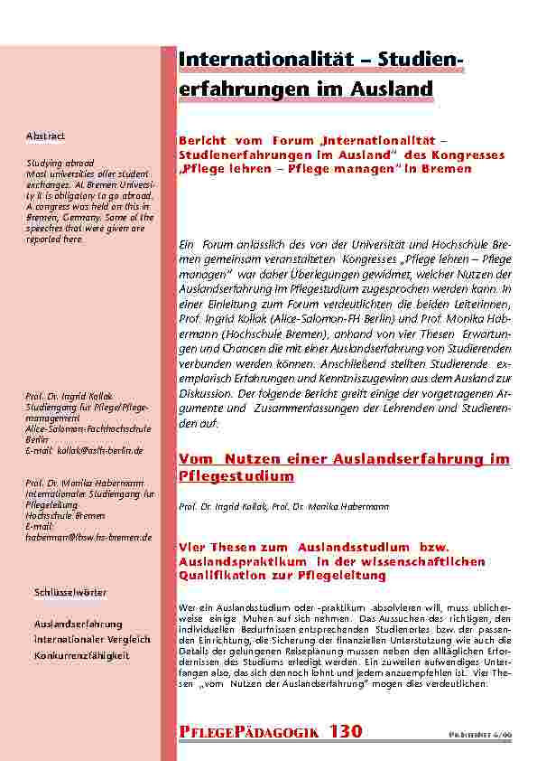 Internationalität – Studien-erfahrungen im Ausland