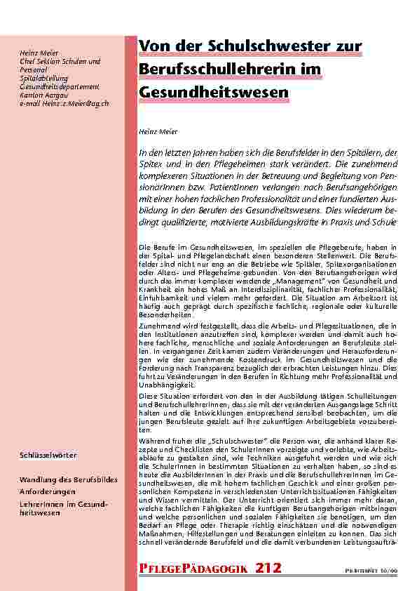 [doc_200963] Von der Schulschwester zur Berufsschullehrerin im Gesundheitswesen