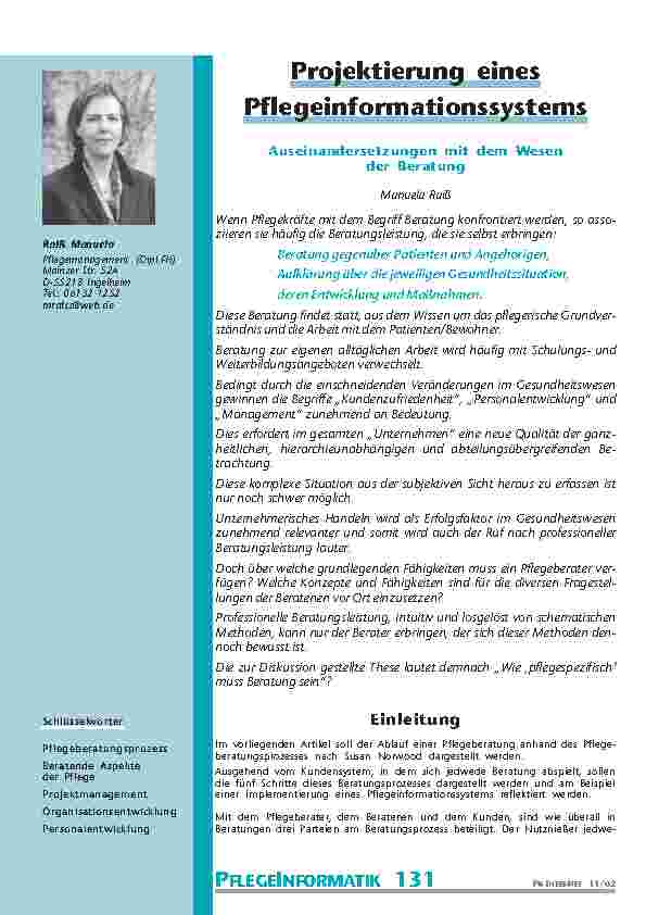 Projektierung eines Pflegeinformationssystems