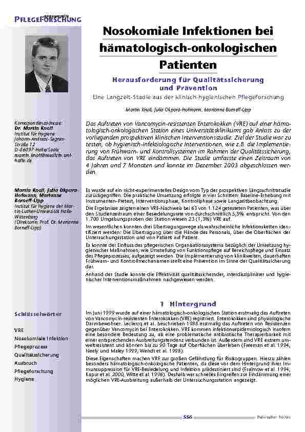 Nosokomiale Infektionen beihämatologisch-onkologischenPatienten
