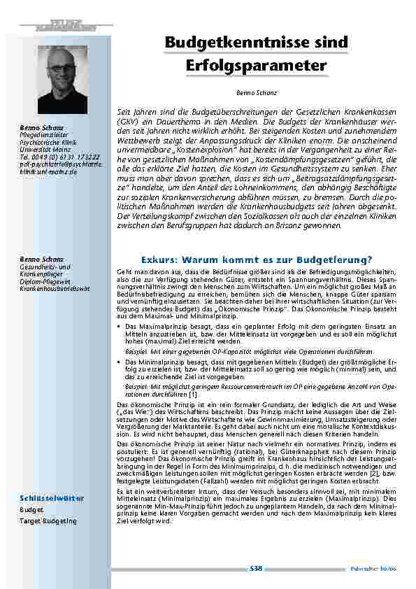 Budgetkenntnisse sindErfolgsparameter