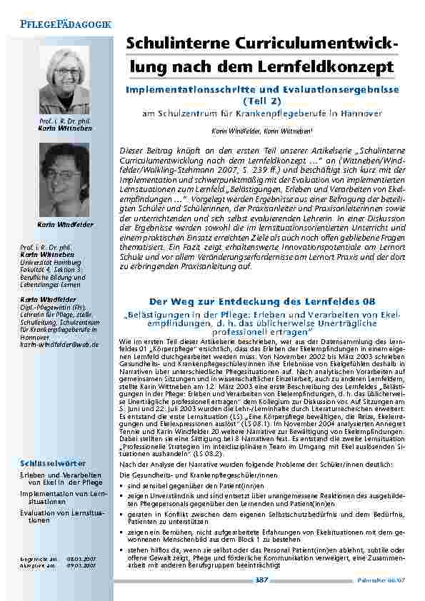 Kompetenzerfassung im Rahmender Evaluation des BerlinerModellversuches „GeneralistischePflegeausbildung“