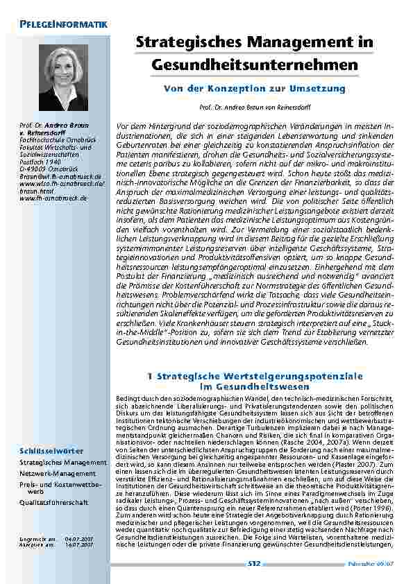 Strategisches Management in GesundheitsunternehmenVon der Konzeption zur Umsetzung