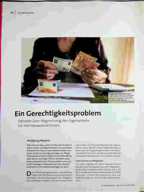 [doc_206289] Ein Gerechtigkeitsproblem: Debatte über Begrenzung der Eigenanteile für Heimbewohnerinnen