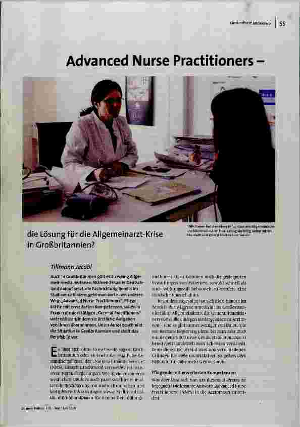 [doc_183245] Advanced Nurse Practitioners-die Lösung für die Allgemeinarzt-Krise in Großbritannien?
