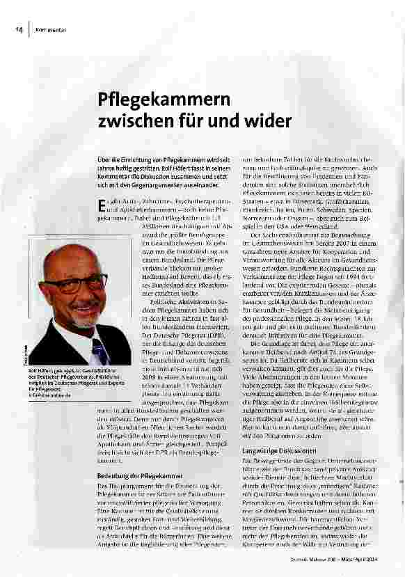 Pflegekammern zwischen für und wider