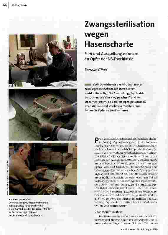 Zwangssterilisation wegen HasenscharteFilm und Ausstellung erinnern an Opfer der NS-Psychiatrie