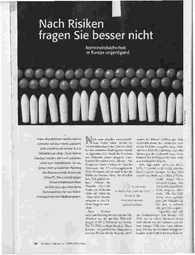 [doc_84455] Nach Risiken fragen Sie besser nichtArzneimittelsicherheit in Europa ungenügend