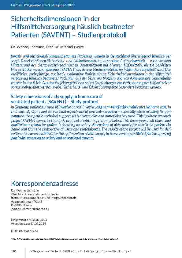 Sicherheitsdimensionen in der Hilfsmittelversorgung häuslich beatmeter Patienten (SAVENT) – Studienprotokoll
