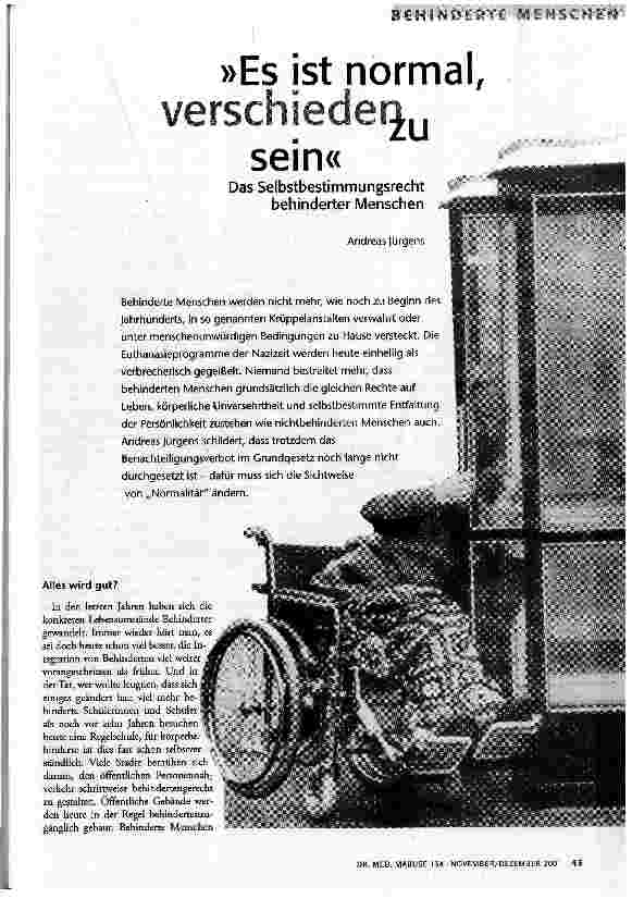 [doc_60644] Es ist normal, verschieden zu sein Das Selbstbestimmungsrecht behinderter Menschen