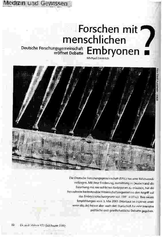 [doc_58961] Forschen mit menschlichen Embryonen? Deutsche Forschungsgemeinschaft eröffnet Debatte