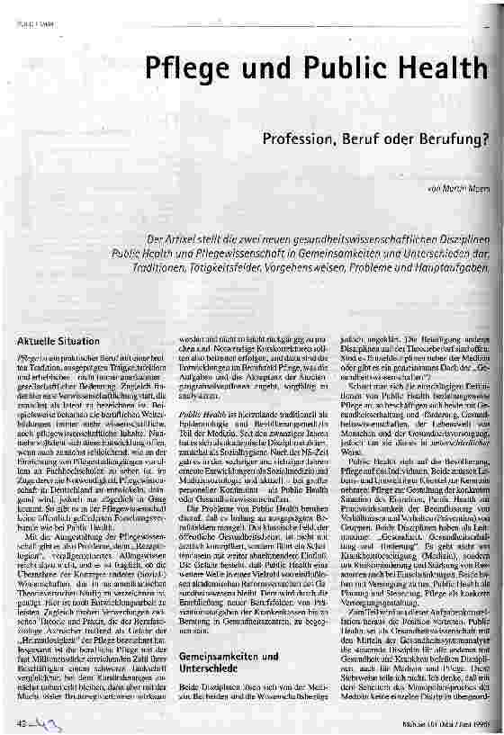 [doc_37798] Pflege und Public Health Profession, Beruf oder Berufung?