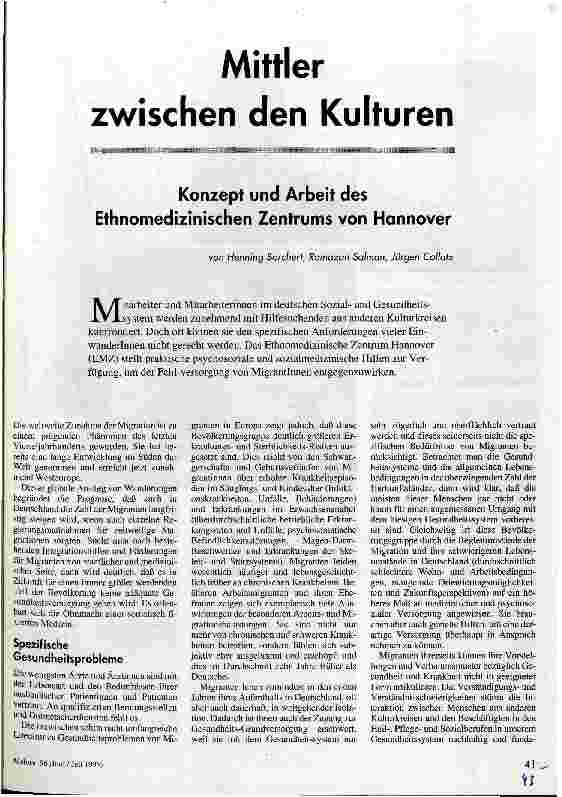 [doc_34555] Mittler zwischen den Kulturen Konzept und Arbeit des Ethnomedizinischen Zentrums von Hannover