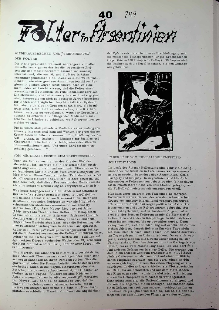 Folter in Argentinien – Zeitschrift für alle Gesundheitsberufe