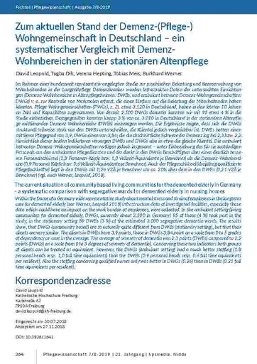 Demenz und Langzeitpflege